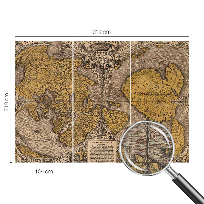 Fototapet 3D pentru living cu motiv istoric de cartografie