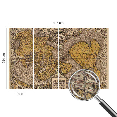Fototapet 3D pentru living cu motiv istoric de cartografie