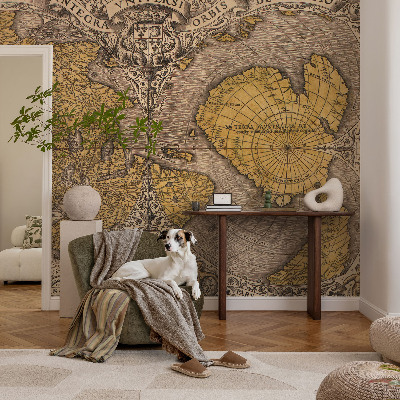 Fototapet 3D pentru living cu motiv istoric de cartografie
