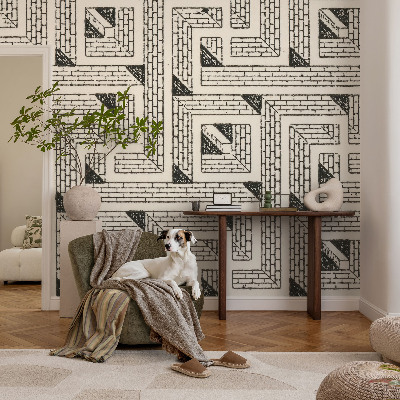 Fototapet 3D pentru dormitor cu model de labirint din cărămidă