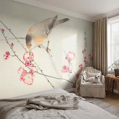 Fototapet 3d cu motiv cu pasăre florală