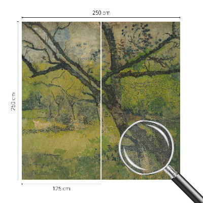 Fototapet 3d autoadeziv în nuanțe de verde cu peisaj natural