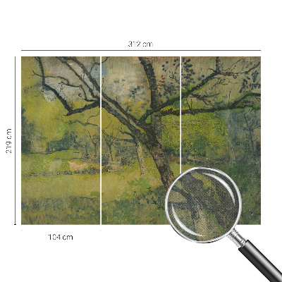 Fototapet 3d autoadeziv în nuanțe de verde cu peisaj natural