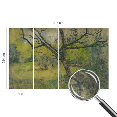 Fototapet 3d autoadeziv în nuanțe de verde cu peisaj natural