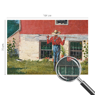 Fototapet 3D pentru living cu peisaj de sat