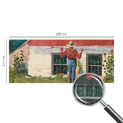 Fototapet 3D pentru living cu peisaj de sat