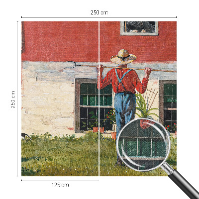 Fototapet 3D pentru living cu peisaj de sat