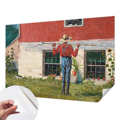 Fototapet 3D pentru living cu peisaj de sat