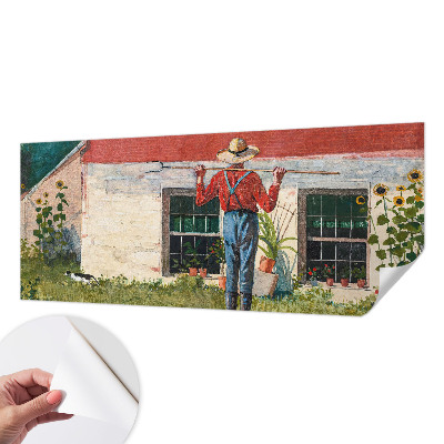 Fototapet 3D pentru living cu peisaj de sat