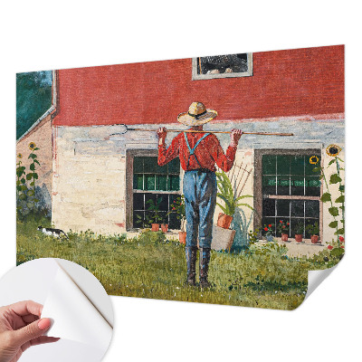 Fototapet 3D pentru living cu peisaj de sat