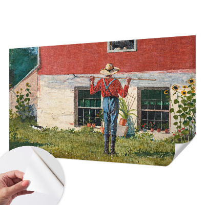 Fototapet 3D pentru living cu peisaj de sat