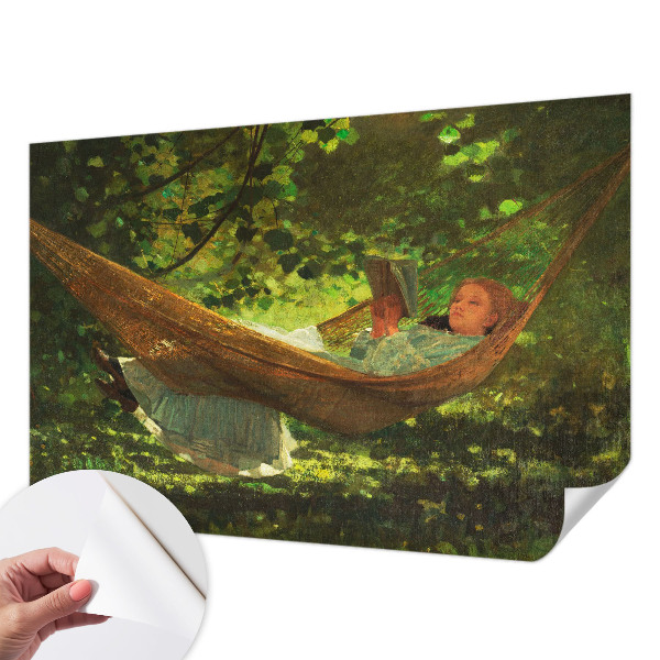 Fototapet 3D pentru dormitor cu ilustraţie care înfăţişează relaxare într-un hamac