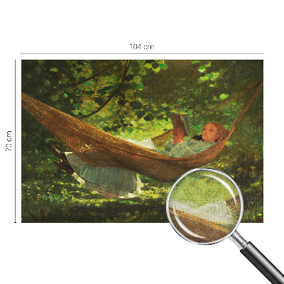 Fototapet 3D pentru dormitor cu ilustraţie care înfăţişează relaxare într-un hamac