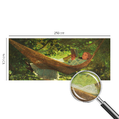 Fototapet 3D pentru dormitor cu ilustraţie care înfăţişează relaxare într-un hamac