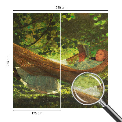 Fototapet 3D pentru dormitor cu ilustraţie care înfăţişează relaxare într-un hamac