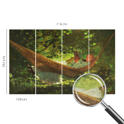 Fototapet 3D pentru dormitor cu ilustraţie care înfăţişează relaxare într-un hamac