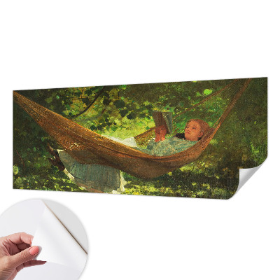 Fototapet 3D pentru dormitor cu ilustraţie care înfăţişează relaxare într-un hamac