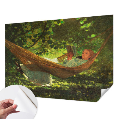 Fototapet 3D pentru dormitor cu ilustraţie care înfăţişează relaxare într-un hamac