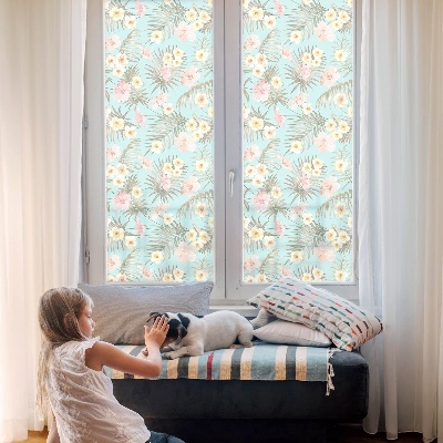 Folie decorativă vitraliu pentru uși și ferestre Model tropical