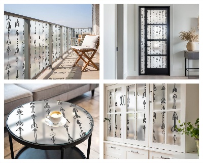 Folie geam intimitate model vitraliu Săgeți geometrice