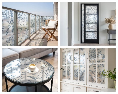 Folie geam intimitate model vitraliu Motiv vegetal