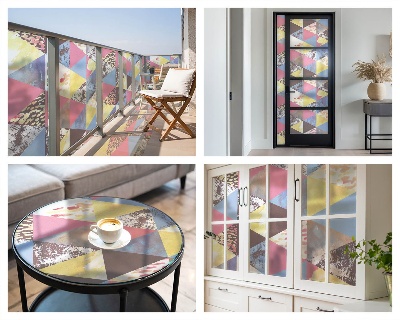 Folie geam intimitate model vitraliu Triunghiuri colorate