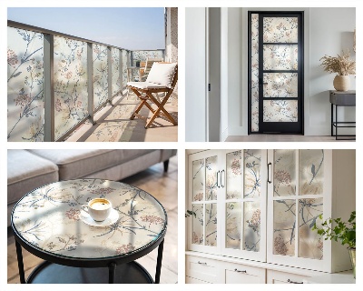 Folie geam intimitate model vitraliu Florile armoniei