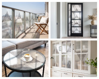 Folie geam intimitate model vitraliu Triunghiuri gri