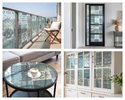 Autocolant vitraliu pentru geam Plăci boho