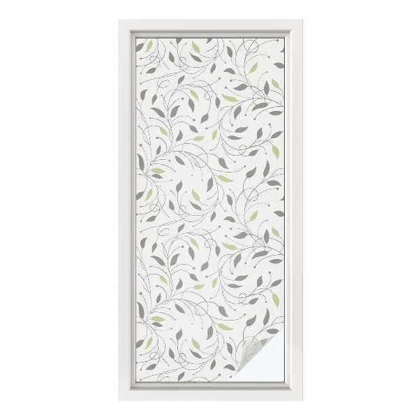 Folie decorativă vitraliu pentru uși și ferestre Frunze de lăstari