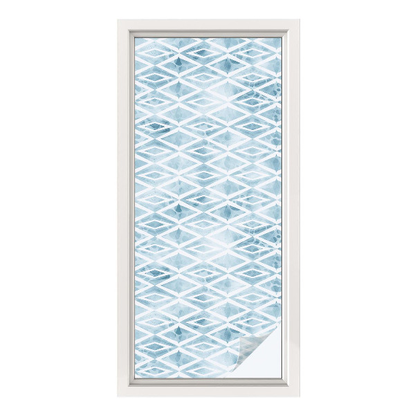 Folie decorativă vitraliu pentru uși și ferestre Romburi albastre