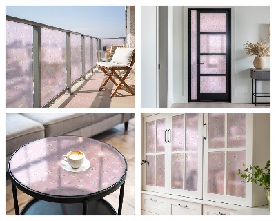 Folie decorativă vitraliu pentru uși și ferestre Model floral