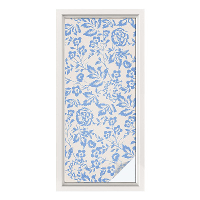 Autocolant vitraliu pentru geam Flori frunze