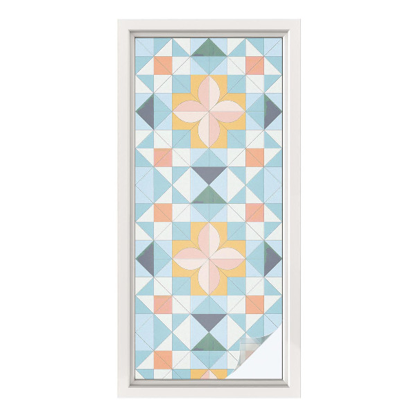 Folie decorativă vitraliu pentru uși și ferestre Geometrie colorată