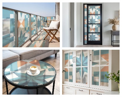 Autocolant vitraliu pentru geam Stele albastre