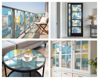 Folie decorativă vitraliu pentru uși și ferestre Stele albastre