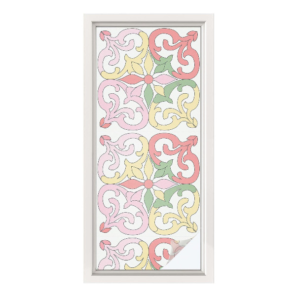 Folie decorativă vitraliu pentru uși și ferestre Ornamente florale