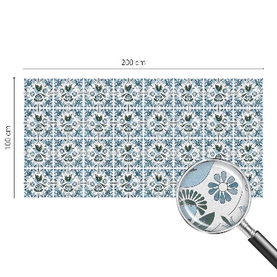 Autocolant vitraliu pentru geam Flori albastre