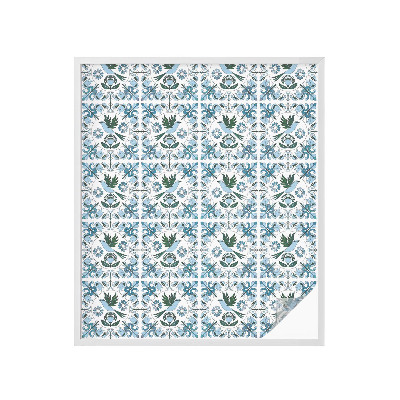 Autocolant vitraliu pentru geam Flori albastre