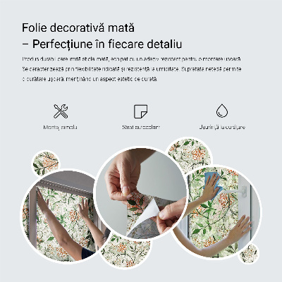 Folie decorativă vitraliu pentru uși și ferestre Armonie florală