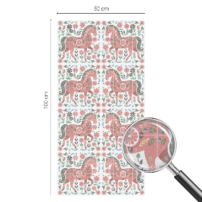 Folie decorativă vitraliu pentru uși și ferestre Cai colorați