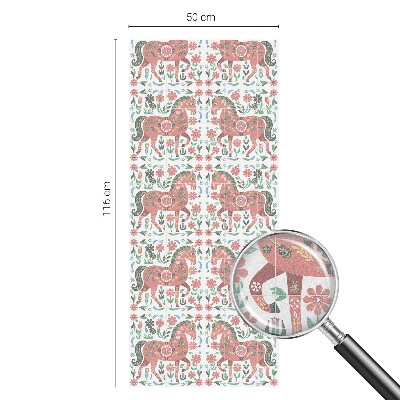 Folie decorativă vitraliu pentru uși și ferestre Cai colorați