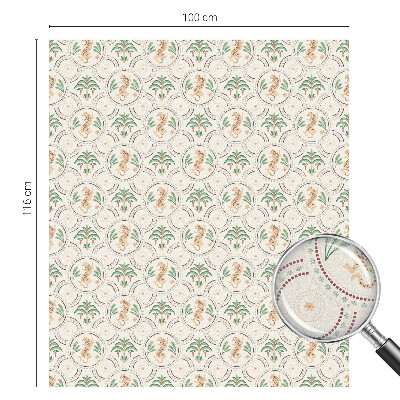 Folie decorativă vitraliu pentru uși și ferestre Leopard de palmier