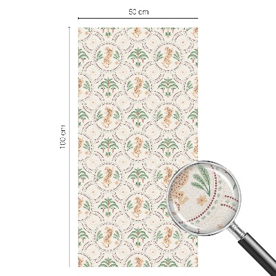 Folie decorativă vitraliu pentru uși și ferestre Leopard de palmier