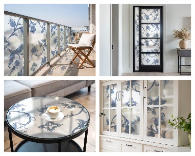 Folie decorativă vitraliu pentru uși și ferestre Ornament floral