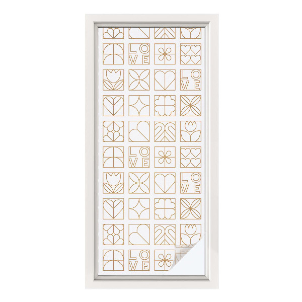 Autocolant vitraliu pentru geam Iubire geometrică