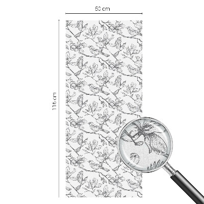 Folie decorativă vitraliu pentru uși și ferestre Păsări și flori