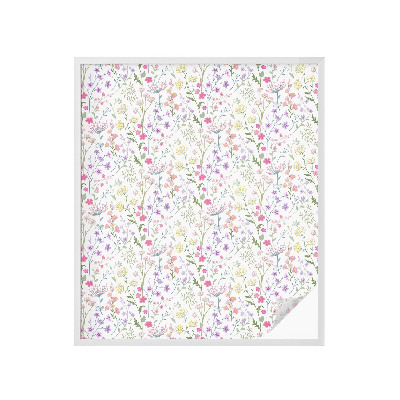 Autocolant vitraliu pentru geam Pajiște înflorită