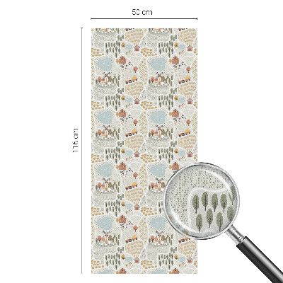 Folie decorativă vitraliu pentru uși și ferestre Un sat idilic