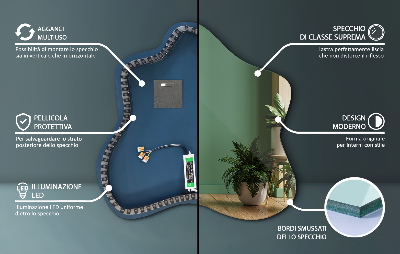 Oglindă în formă de pată iluminată cu LED-uri